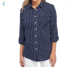 Long Sleeve Shirt Navy Casual Tops With Button Cuffs, Navy Casual Top With Button Cuffs, Casual Navy Tops With Button Cuffs, Casual Navy Top With Button Cuffs, Navy Button-up Top For Spring, Navy Spring Top With Button Cuffs, Casual Navy Button-up Blouse, Navy Top With Button Cuffs For Spring, Casual Navy Blouse With Buttons