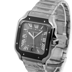 Cartier Santos 40mm Stainless Steel and ADLC Grey Roman Dial WSSA0037-Da Vinci Fine Jewelry Luxury Silver Watch With Analog Display, Timeless Gray Watch For Formal Occasions, Silver Luxury Automatic Watch, Luxury Silver Automatic Watch, Luxury Automatic Silver Watch, Luxury White Gold Analog Watch, Gray Formal Watch With Round Dial, Formal Gray Watch With Round Dial, Classic Gray Watch For Formal Occasions