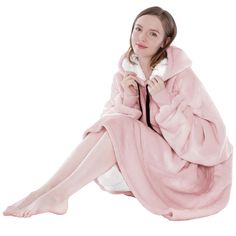 Pavilia Wearable Blanket Hoodie, Oversized Faux Shearling Lined Sweatshirt Blanket Gift for Adults WEARABLE HOODIE BLANKET - A perfect sweater and blanket all in one. Made from 460 GSM of 100% premium microfiber fleece polyester and plush warm faux shearling lining, this blanket sweatshirt is super soft, comfortable and luxurious! Functional and practical, perfect for all season outdoor and indoor activities. Large Pocket Design - Comes with a giant sweatshirt pocket to keep hands warm; and a small front chest pocket to store your mobile devices, such as phone, tablet, and remote controls. Elastic sleeve cuffs provide full mobility, warmth, and cover. ONE SIZE FITS ALL - Large and oversized, makes this hooded sweatshirt blanket roomy and easy to wear! MACHINE WASHABLE - Easy to care for. M Blanket Sweatshirt, Perfect Sweater, Sweatshirt Blanket, Oversized Blanket, Hoodie Cozy, Blanket Hoodie, Big Pocket, Hoodie Blanket, Wearable Blanket