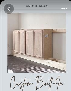 an advertisement for custom built - in cabinets on the blog