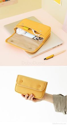 . materials : cotton 59%, Poly 33%, Nylon 8%,  metal. size : 190 x 110 x 40 mm . color : baby pink, mint gray, mustard, charcoal, dark navy. made in KoreaEnjoy shopping!If you have any questions, do not hesitate in contacting us :-) Diy Sac Pochette, Ipad Pouch, Tablet Pouch, Pouch Design, Pouch Makeup, Diy Bag Designs, No Dudes, Etsy Stuff, Travel Wallet