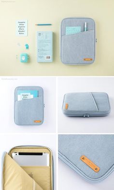 several photos of various items that are being used to make an ipad case and cover