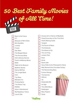 the 50 best family movies of all time printable checklist for kids and adults