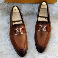 Men's casual loafers · tomorrowsmile · Online Store Powered by Storenvy Brown Flat Heel Business Dress Shoes, Brown Flat Heel Dress Shoes For Business, Luxury Brown Slip-ons With Round Toe, Brown Dress Shoes With Rubber Sole And Flat Heel, Brown Dress Shoes With Flat Rubber Sole, Luxury Brown Plain Toe Slip-ons, Luxury Brown Slip-ons, Luxury Brown Leather Slip-on Shoes, Luxury Brown Leather Shoes With Flat Heel