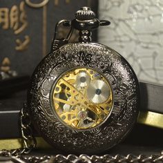 Item Type: Pocket Watch Material: Copper Alloy, Steel Dial Diameter: 5 cm / 1.97 inch Length: 37 cm / 14.57 inch Movement: Mechanical Package Includes: 1 x Watch Black Steampunk Watch With Skeleton Dial, Black Steampunk Watch As Gift, Steampunk Black Watch As Gift, Black Steampunk Watch As A Gift, Steampunk Black Watch For Gift, Steampunk Black Watch As A Gift, Vintage Black Pocket Watch With Skeleton Dial, Black Metal Automatic Watches, Vintage Black Metal Watch