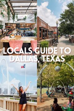 a collage of images with the words locals guide to dallas, texas