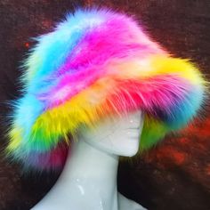 41964656328751 Adjustable Multicolor Costume Hats And Headpieces For Winter, Multicolor Flat Brim Winter Hat, Bucket Hats For Women, Custom Fitted Hats, Pineapple Yellow, Fur Bucket, Faux Fur Bucket Hat, Fur Bucket Hat, Rope Hair