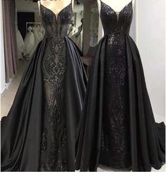 Black Wedding Gowns, Prom Dress Black, Black Ball Gown, Gothic Wedding Dress, Dark Wedding, Fantasy Gowns, Lace Dress Long, Ball Gowns Prom