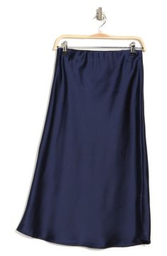 Elevate your wardrobe with this pull-on bias satin midi skirt for elegant, feminine style. 31" length (size S) Elasticized waist Pull-on style Satin construction 97% polyester, 3% spandex Machine wash cold, line dry Made in USA Model’s stats for sizing: 5’10” height, 34” bust, 27” waist, 35” hips. Model is wearing size S. Silk Skirt With Bias Cut And Relaxed Fit, Satin Lined Maxi Skirt For Work, Satin Lined Workwear Maxi Skirt, Relaxed Satin Pencil Midi Skirt, Relaxed Fit Satin Midi Pencil Skirt, Silk Bias Cut Midi Skirt, Silk Midi Skirt With Bias Cut, Relaxed Midi Skirt With Bias Cut, Relaxed Bias Cut Satin Maxi Skirt