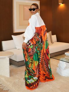 Amira Kimono (Orange) - Ninth and Maple Casual Classy Outfits, Elegant Kimono, Casual Kimono, Maxi Outfits, Exotic Fashion, Skirt Shorts, African Print Dresses, African Print Dress