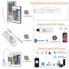 an image of remote control and app controls for the home or office system with instructions on how to use them