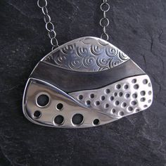 sterling silver LANDSCAPE pendant with chain  by red27jewelry Silver Clay Jewelry Ideas, Metal Clay Designs, Metal Jewelry Handmade, Clay Silver, Handmade Silver Jewellery, Silver Clay, Metalwork Jewelry, Soldering Jewelry, Metal Clay Jewelry