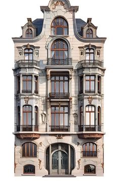 an old building with many windows and balconies on the top floor is shown