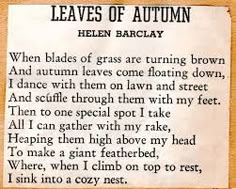 the poem leaves of autumn by helen barclay