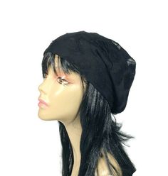 "Grunge Black Beanie Goth Beanie Grunge Hat Lightweight Slouch Hat Goth Slouchy Beanie Steampunk Slouchy Beanie Black CUSTOM SIZE/Lining COLOR ALERT...dark black. Images have been lightened to show detail. One side is shredded black lightweight cotton blend Reverse side is fully-lined in black 100% cotton jersey knit, white 100% cotton jersey knit, black nylon mesh. My slouchy hats are all designed and made by me in my home studio. Nothing is out-sourced. I am inspired by beautiful and unconvent Goth Beanie, Sequin Hat, Slouchy Hats, Beanie Black, Chemo Caps, Slouch Hat, Black Beanie, Slouchy Hat, Slouchy Beanie