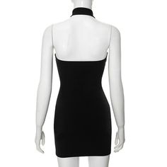 Please refer to our sizing chart for a guideline when choosing a size. 5 business days order processing time. 90% polyester 10% spandex Backless Mini Dress, Sizing Chart, Mini Black Dress, Color Patterns, Halter Dress, Spandex, Mini Dress, V Neck, Black