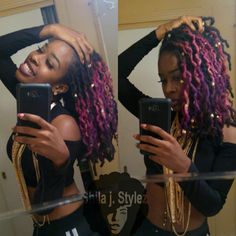 Colored locs Pink locs Purple locs Loc braidout Locs Purple Microlocs, Braidout Locs, Loc Braidout, Pink And Purple Locs, Braidlocs Journey, Locs Purple, Locs Drawing, Locs Pink