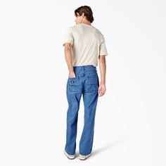 Loose Fit Double Knee Jeans - Dickies US, Stonewashed Vintage Blue Urban Rigid Denim Jeans With Hip Pockets, High Rise Utility Jeans With Welt Pockets, Dark Wash Utility Jeans With Welt Pockets, Utility Dark Wash Jeans With Welt Pockets, Utility Jeans With Patch Pockets In Rigid Denim, Relaxed Fit Medium Wash Pants With Patch Pockets, Utility Jeans With Welt Pockets In Dark Wash, Medium Wash Bottoms With Pockets And Standard Cut Leg, Relaxed Fit Recycled Denim Bottoms With Double-needle Hem