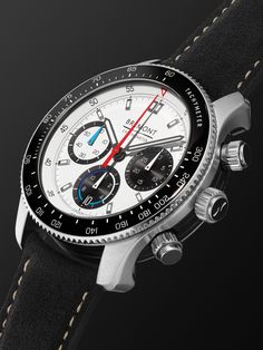 Bremont is an official training partner to Williams Racing and this 'WR-22' chronograph celebrates one of the most exemplary British teams in Formula One, in advance of the 2022 F1 season. It incorporates a bi-directional tachymeter and is powered by an MB 13.25 automatic movement with a 42-hour power reserve. Scratch-resistant sapphire is overlaid onto a white metal dial which features interlaid auxiliary dials with 1970s-inspired hands to track lapsed seconds, minutes and hours. A true ode to… Bremont Watches Men, Modern White Chronograph Watch With Subdials, Luxury Chronograph Watch With Stopwatch, Modern White Chronometer Watch, Luxury White Chronometer Watch, Classic White Watch With Tachymeter, Classic White Watches With Tachymeter, Modern White Chronograph Watch With Tachymeter, White Chronograph Watch With Chronometer For Formal Events