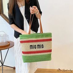 Bird in Bag - New fashion striped straw large capacity shoulder tote bag shopping bag large capacity beach bag Street Trends, Diy Supplies, Shoulder Tote Bag, Bird In Bag, Shoulder Tote, Large Bags, Beach Bag, New Fashion, Straw