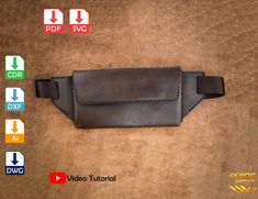 an image of a leather belt bag on the floor with instructions for how to use it