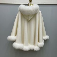 Women Genuine Fox Fur Hooded Shawl Cashmere Wool Ponchos Cape Cardigan Coat Tops | eBay Luxury Fantasy Winter Outerwear, Fur Edged Robe, Fancy Winter Robes, Cape Over Dress Winter, Winter Wedding Dress With Fur Cape, Fur Trimmed Cape, Fur Poncho, Cloak Coat, Fur Dress