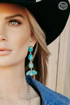 Rugged Saloon Earrings - Western Turquoise Jewelry for Bourbon Cowgirl Western Turquoise Jewelry, Cowgirl Turquoise, Jewelry Small Business, Turquoise Jewelry Western, Turquoise Accessories, Bohemian Cowgirl, Western Themed Wedding, Western Turquoise, Earrings Western