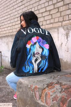 Hand painted denim Jacket with painting Jacket with art work on Art on Denim jean Jacket with art pop-art Drawing flowers wreath of flowers Artistic Denim Jacket With Custom Artwork For Spring, Spring Artistic Denim Jacket With Custom Artwork, Blue Denim Jacket With Custom Artwork For Spring, Hand Painted Blue Denim Jacket For Spring, Artistic Blue Denim Jacket For Spring, Spring Denim Jacket With Custom Artwork, Artistic Denim Outerwear For Spring, Spring Hand Painted Blue Denim Jacket, Spring Denim Jacket With Custom Artwork For Streetwear