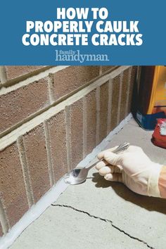 a person in white gloves is holding a spoon and fork with the words how to properly caulk concrete cracks