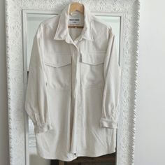 Ivory Corduroy Oversized Jacket/Shaket Button Up. Brand New Without Tags. For Size Reference, Very Oversized And Can Fit Size 12-16!! Chic Oversized Cotton Shacket, Oversized Utility Jacket With Lapel Collar For Everyday, Oversized Cotton Outerwear For Day Out, White Cotton Shacket With Pockets, Everyday Cream Collared Shacket, Collared Cream Shacket With Pockets, Cream Shacket With Pockets And Long Sleeves, Cream Collared Shacket With Pockets, White Lapel Collar Shacket For Workwear