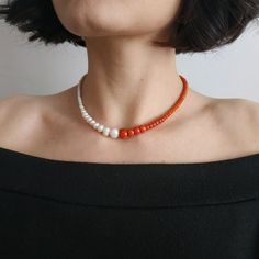 V Neck Jewelry, Neck Jewelry, Coral Pendant, Neck Jewellery, Mother Of Pearl Necklace, Summer Necklace, Mother Pearl, Beaded Choker, Summer Jewelry