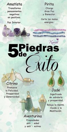 5 Piedras de Éxito. Citrino, Amatista, Pirita, Jade, Aventurina. #Éxito #Piedra #Negocio #Joyería Encuéntralas en www.karati.com/piedras/ Yoga Mantras, Magick Book, Healing Stones, Namaste