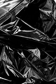 black and white photograph of metallic foil