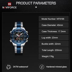 Luxury Brand NAVIFORCE Digital Sport Watch For Men Steel Waterproof Chronograph Clock Fashion Digital Sports Watches, Luxury Business, Chronograph Watch Men, Casual Sport, Watch For Men, Wristwatch Men, Sport Watches, Wrist Watches, Digital Watch