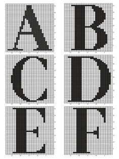 cross stitch alphabets with letters and numbers in black and white, on a white background