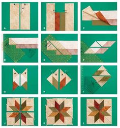 step by step instructions on how to make an origami star quilt block pattern