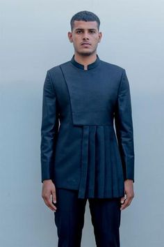 Shop for Bohame Black Suiting Pleated Bandhgala Set for Men Online at Aza Fashions Luxury Sale, Shirt And Pants, Festival Wear, Aza Fashion, Ukraine, Russia, Thailand, Sleeve Length, Fashion Design