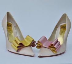 Two Tone Satin Ribbon Bow Shoe Clips Gold and Dusty Pink Set of Two, More Colors Available Shop Small Saturday, Satin Ribbon Bow, Pink Set, Bow Shoes, Shoe Clips, Wedding Item, Ribbon Bow, Ribbon Bows, Satin Ribbon