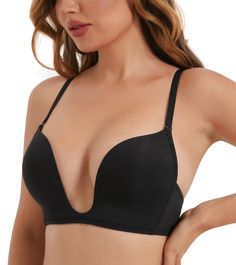 PRICES MAY VARY. ⭐Plunge Bra: Deep U plunge underwire neckline, show your sexy cleavage. Perfectly match your halter dress, plunging top, deep v evening dress, low cut outfit for wedding, party, dating and prom. ⭐Exquisite Details: Slightly push up padded cup, seamless, give you gentle support and fit tight dress perfectly. ⭐Superb Material: 86% polyamide and 14% elastane. Give you comfortable feeling, skin-friendly. No itching, no scratching. ⭐Convertible Strap: Multiway straps provide several Outfit For Wedding Party, Outfit For Wedding, Low Cut Bra, Low Cut Outfit, Plunge Top, Low Cut Dresses, Bra For Women, Bra Brands, Plunge Dress