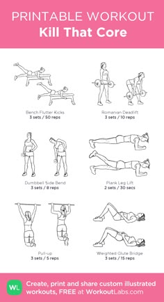 the printable workout poster shows how to do an exercise with your hands and feet