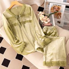 Lace Sleepwear, Pajama Suit, Winter Pattern, Home Clothes, Casual Home, Sleep Set, Pajamas Set, Long Sleeve Pyjamas, Spring Season