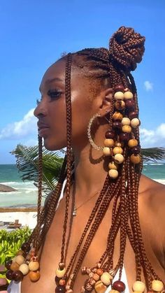 Braids With Wooden Beads, 13x4 Lace Front Wig, African Hair Braiding Styles, Cute Braided Hairstyles, Micro Braids, Box Braids Styling