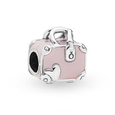 From Pandora, get packing for your next style adventure with this pretty pink enamel travel bag. Cast in sterling silver and detailed with Pandora's crown O and hearts, the detailed design says 'Love travels.' Wear it on your bracelet as a reminder of your adventures. Pandora Style#: 798063EN124 Pink Travel Bag, Pink Travel, Pandora Pink, Adventure Backpack, Charms Pandora, Bracelet Pandora, Bead Charms Diy, Silver Elephants, 925 Silver Bracelet