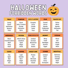 a halloween word family game with pumpkins