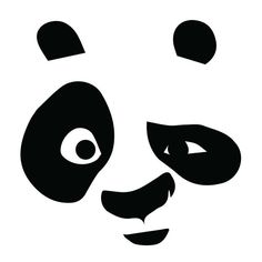 a panda bear's face is shown in black and white