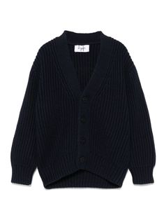 navy blue cotton ribbed knit front button fastening V-neck long sleeves ribbed cuffs and hem Dress With Jean Jacket, Teen Boy Outfits, Baby Boy Accessories, Dolce And Gabbana Kids, Cotton Cardigan, Stella Mccartney Kids, Suits Coats, Cardigan Tops, Jeans Dress