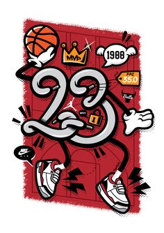 an image of the number 29 with various sports related items