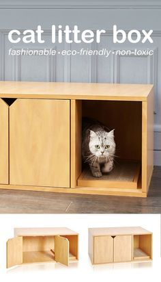 the cat litter box is made from wood