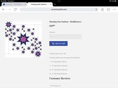 a screen shot of a web page with an image of a star quilt pattern on it