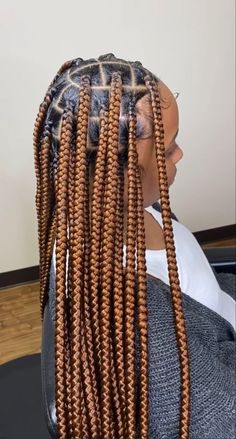 Large Color Knotless Braids, Makeba Braids Styles Long, Large Knotless Box Braids Color, Normal Box Braids, Makeba Braids Styles, Large Knotless Box Braids With Color, Medium Knotless Braids With Color, Brown Braids For Black Women, Large Bohemian Knotless Braids